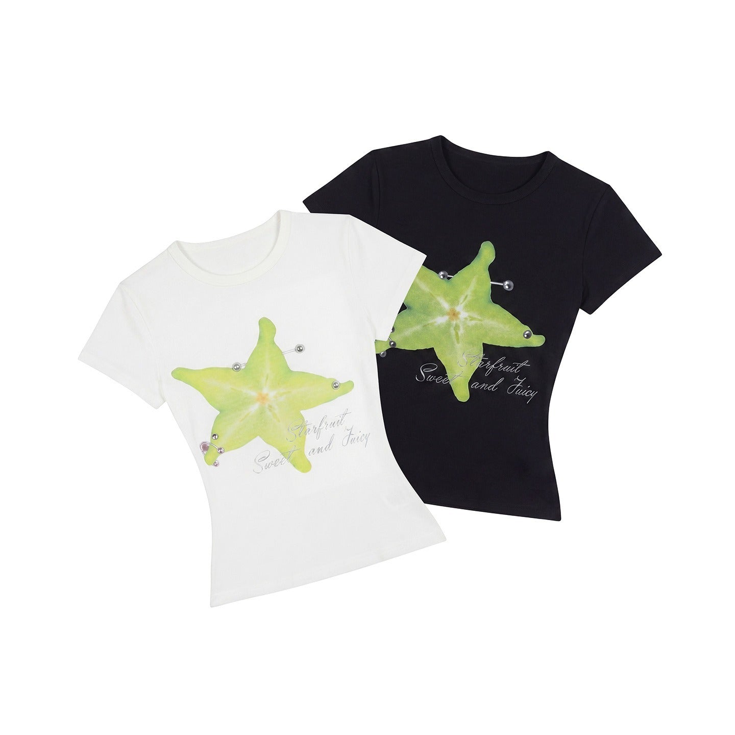 Duovia Women's Cotton Graphic T-Shirt Slim Fit Black White