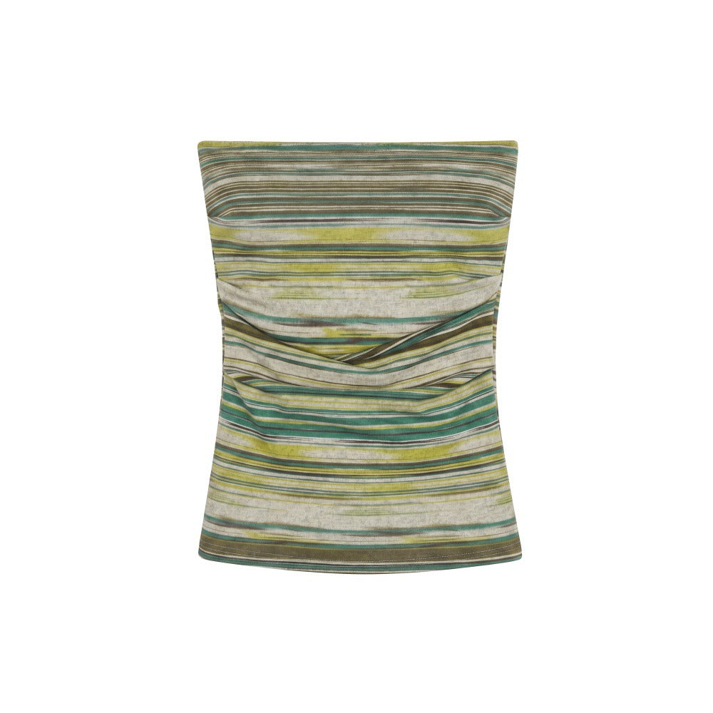 Duovia Women's Striped Tube Top Slim Fit Orange Green