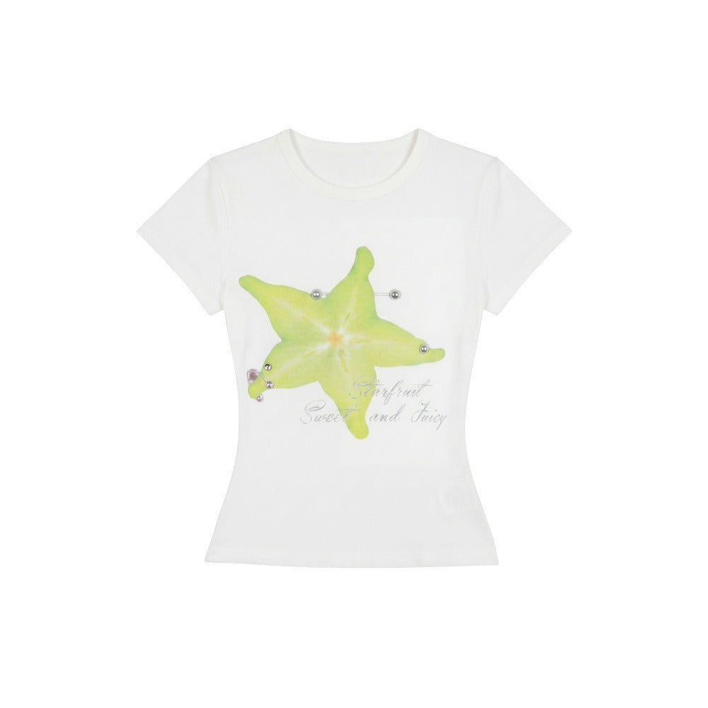 Duovia Women's Cotton Graphic T-Shirt Slim Fit Black White