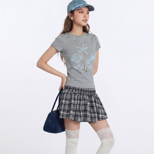Duovia Women's Cotton Animal Print T-Shirt Slim Fit White Gray