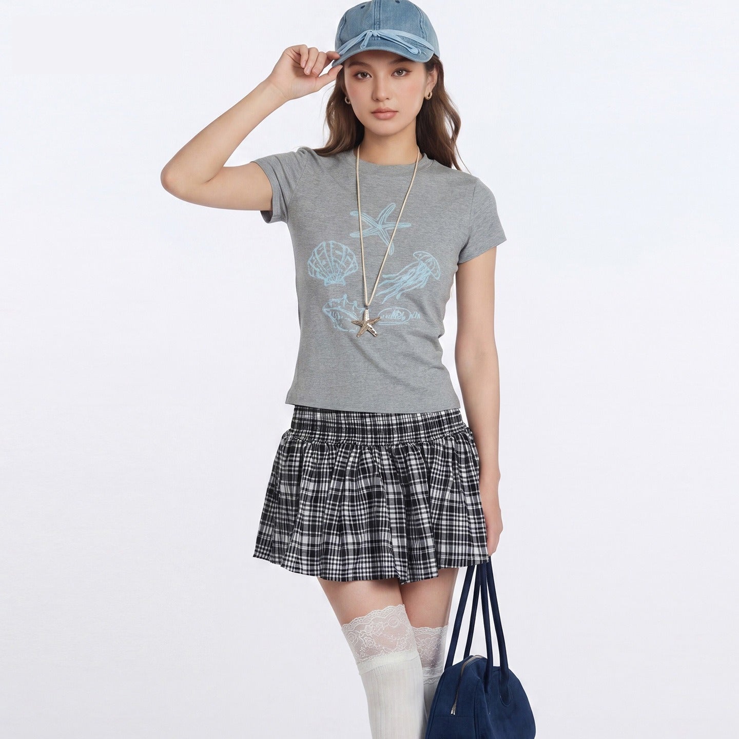 Duovia Women's Cotton Animal Print T-Shirt Slim Fit White Gray
