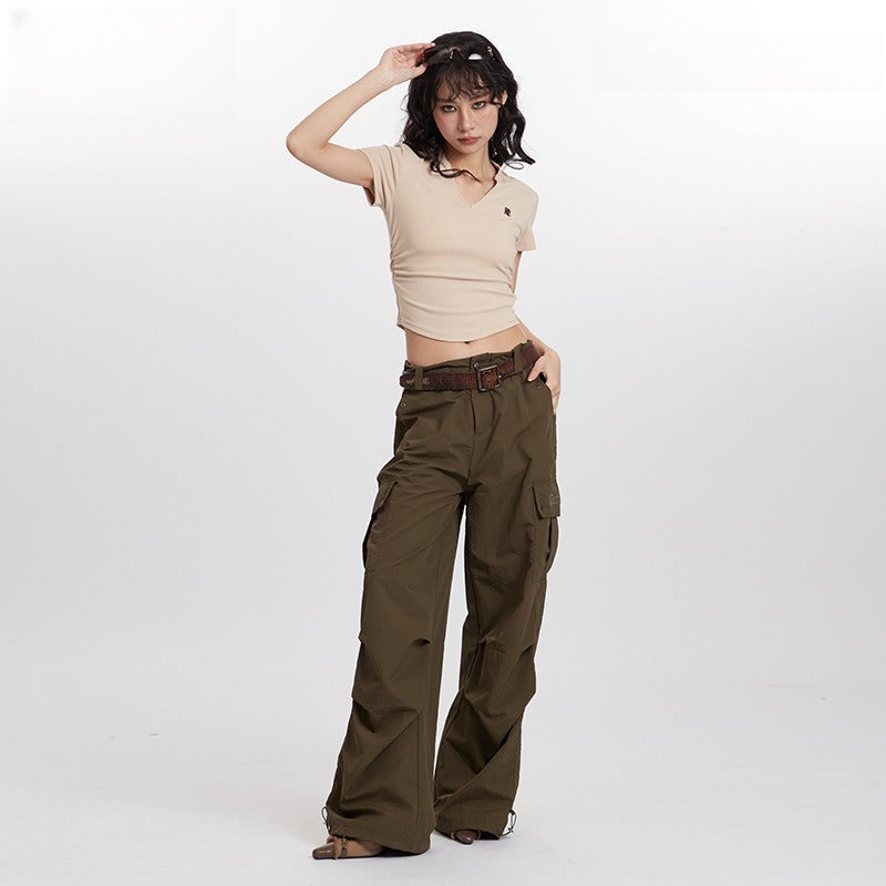 Duovia Women's Cotton V Neck Embroidered Tank Top Black Beige Slim Fit