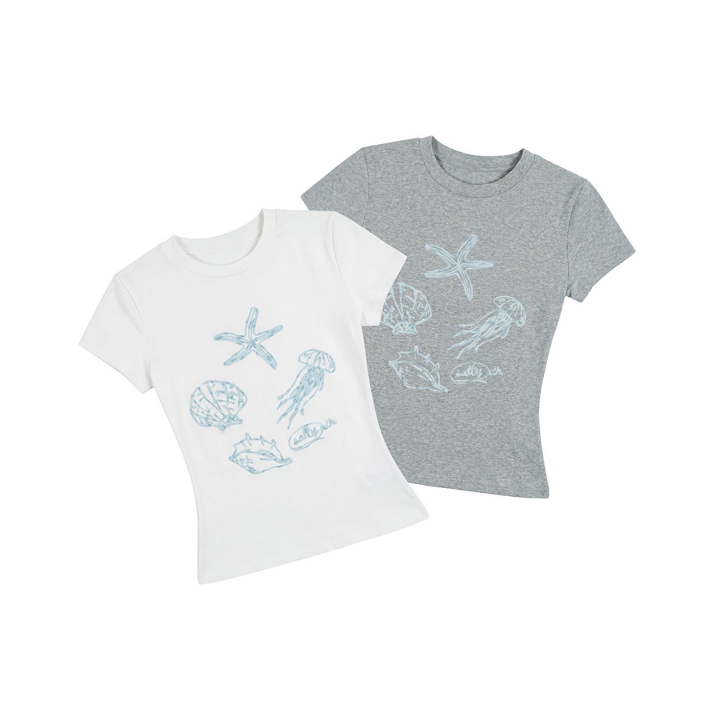 Duovia Women's Cotton Animal Print T-Shirt Slim Fit White Gray