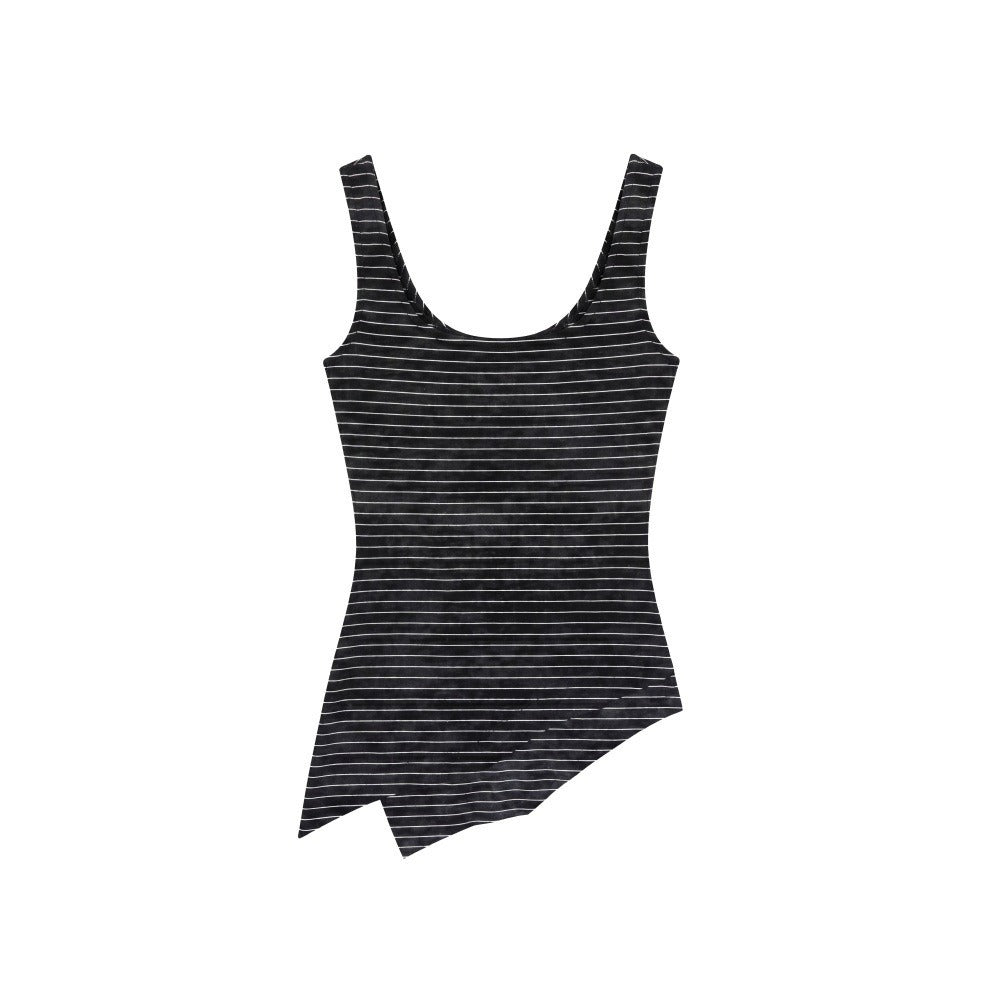 Duovia Women's Asymmetrical Tank Top Slim Fit Black Gray Apricot