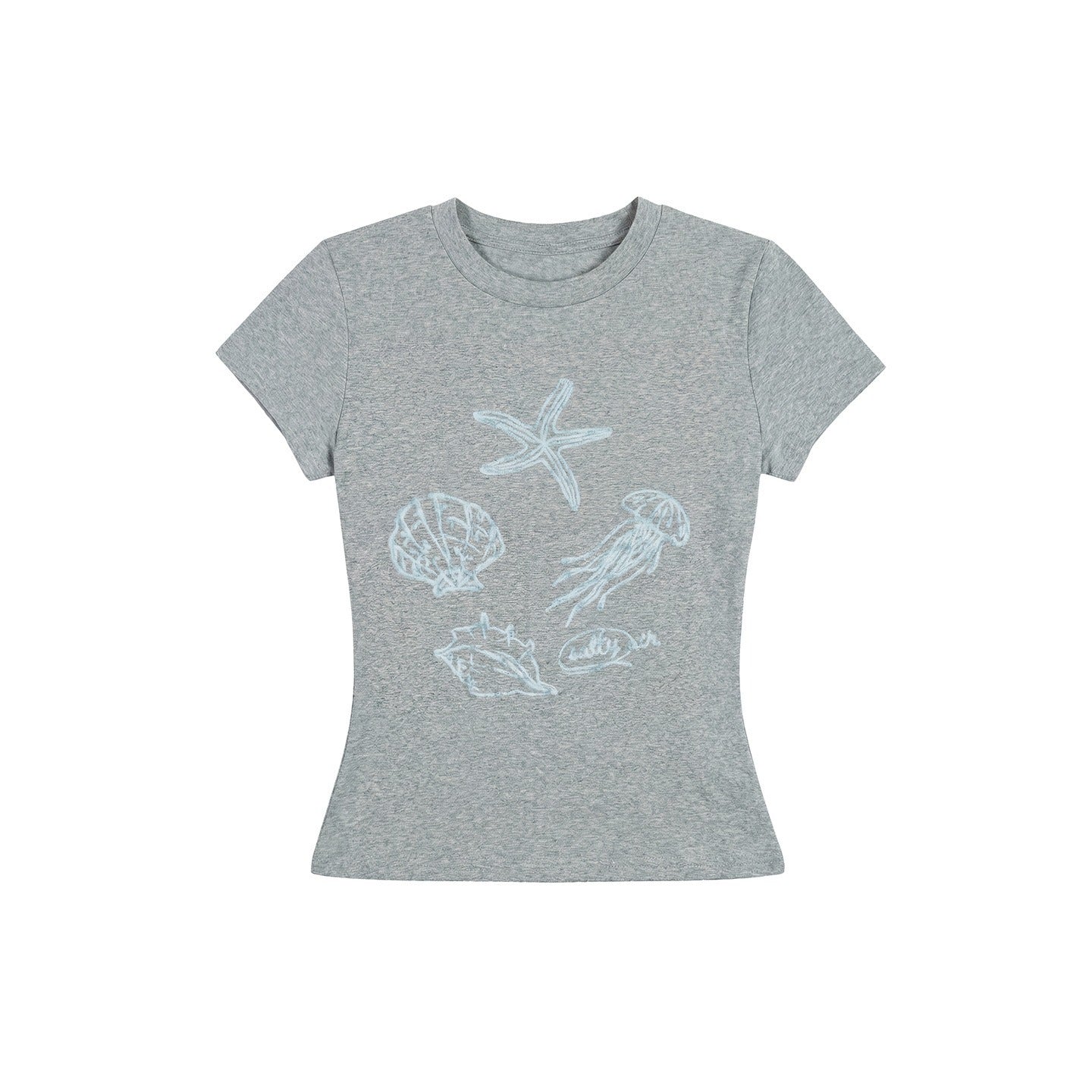 Duovia Women's Cotton Animal Print T-Shirt Slim Fit White Gray