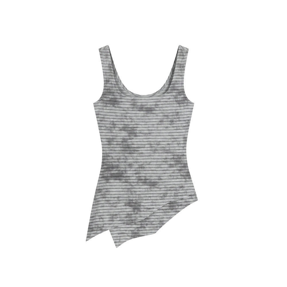 Duovia Women's Asymmetrical Tank Top Slim Fit Black Gray Apricot