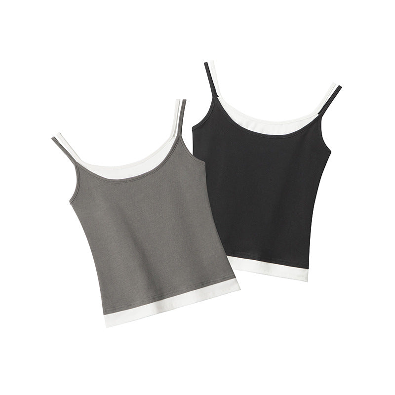 Duovia Women's Cotton Slim Fit Tube Top Gray Black