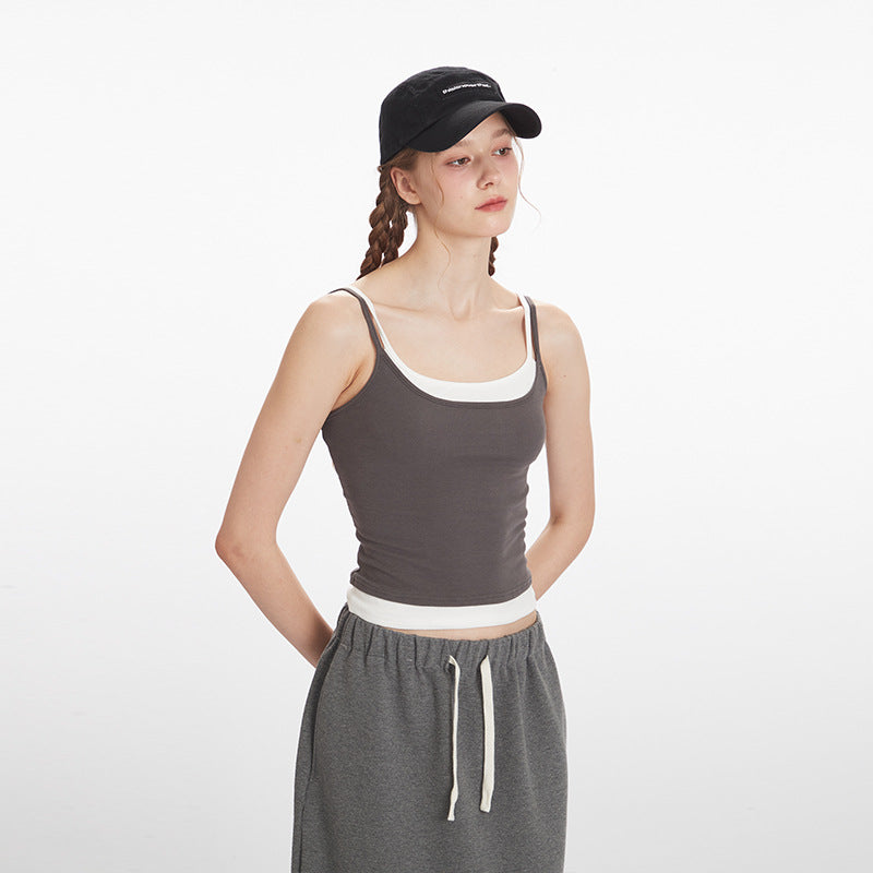 Duovia Women's Cotton Slim Fit Tube Top Gray Black