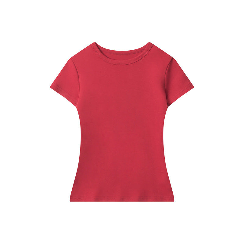 Duovia Women's Cotton Short Sleeve T-Shirt Slim Fit Solid Color