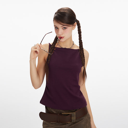 Duovia Women's Cotton Slim Fit Tank Top White Gray Purple