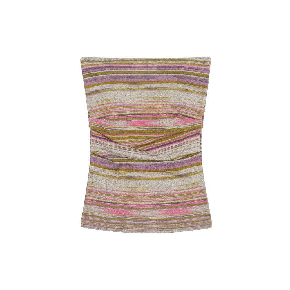 Duovia Women's Striped Tube Top Slim Fit Orange Green