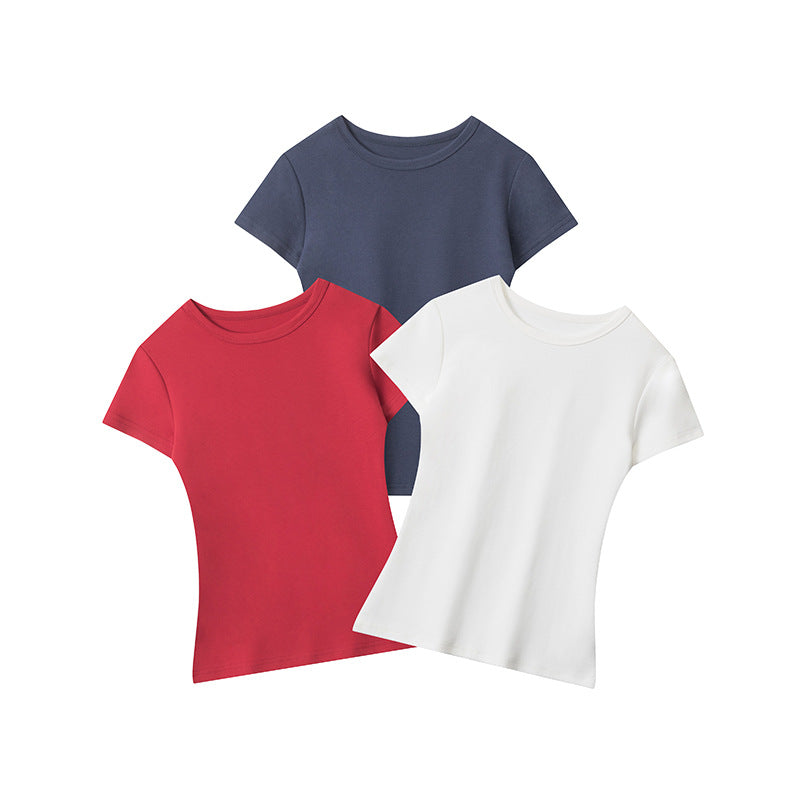 Duovia Women's Cotton Short Sleeve T-Shirt Slim Fit Solid Color