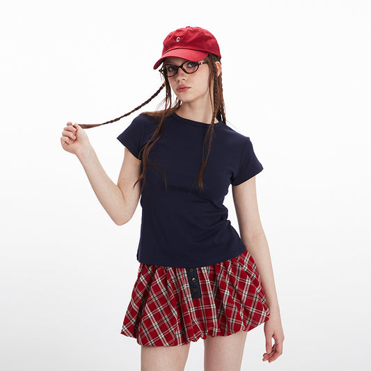 Duovia Women's Cotton Short Sleeve T-Shirt Slim Fit Solid Color