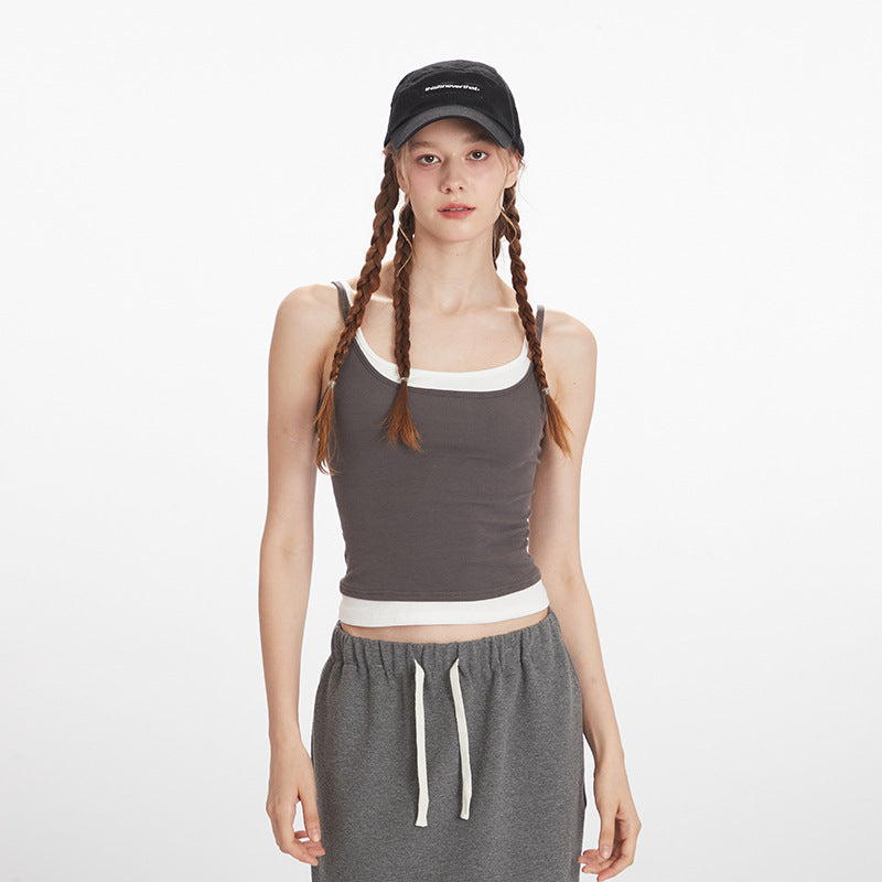 Duovia Women's Cotton Slim Fit Tube Top Gray Black