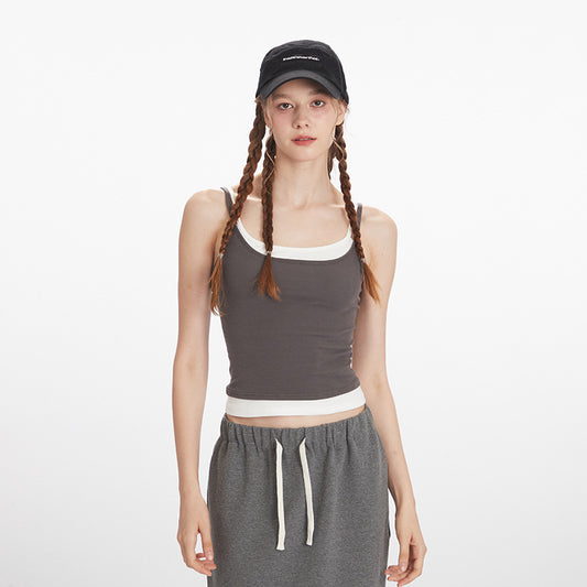 Duovia Women's Cotton Slim Fit Tube Top Gray Black