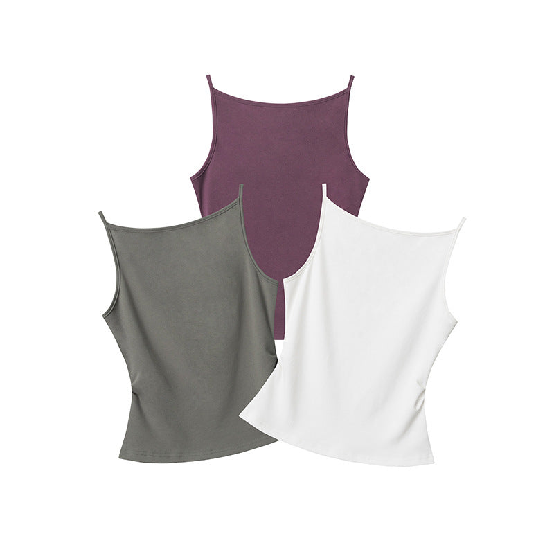 Duovia Women's Cotton Slim Fit Tank Top White Gray Purple