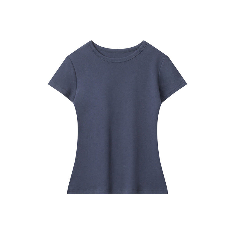 Duovia Women's Cotton Short Sleeve T-Shirt Slim Fit Solid Color